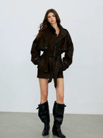 Belted PU Utility Jacket