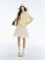Seamless V Neck Silk Wool Sweater