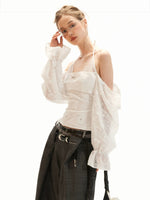 Off-Shoulder Halter Flare Sleeve Blouses