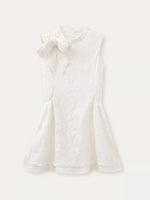 Beige Lace Embroidered Mini Dress