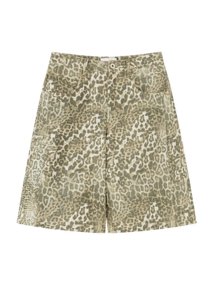 Leopard Print Cargo Shorts
