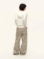 Studded Leopard Wide-Leg Pants