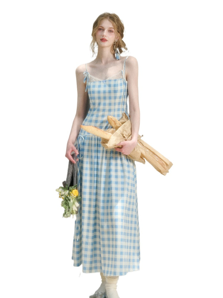 Lace Fake Two-Piece Pleated Patchwork Dress