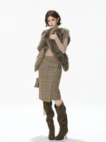 Asymmetric Lapel Curly Fleece Knit Vest