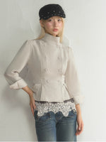 Vintage Stand Collar Peplum Jacket