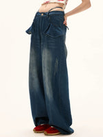 Vintage Ruffle Straight Leg Denim Jeans