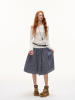 Off-Shoulder Pearl-Button Long-Sleeve T-Shirt