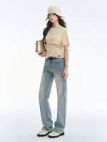 Vintage Bow Embroidered Straight Jeans