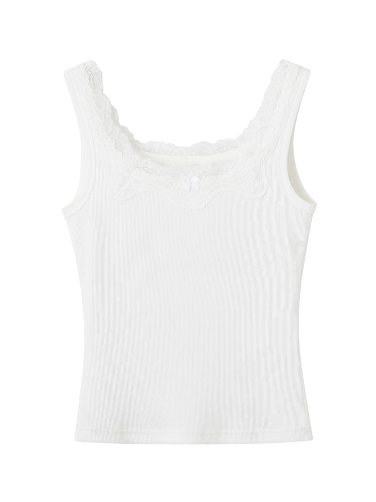 Lace Trim Butterfly Knot Back Top