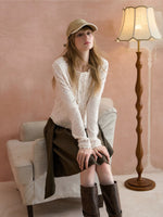 Floral Ruffle Edge Knit Cardigan