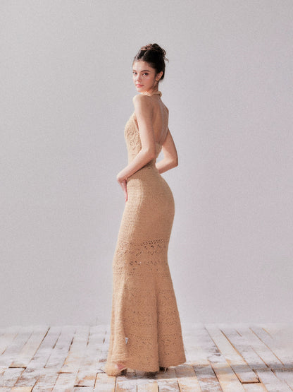 Fishtail Pencil Dress &amp; Hollow Knit Cardigan  Set