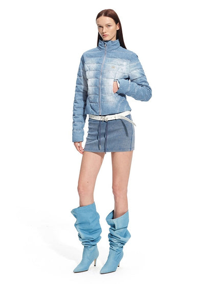 &quot;Caracal Series&quot; Washed Denim Twill Down Jacket