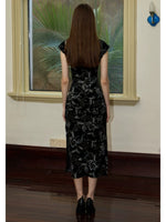 Black Velvet A-Line Qipao Dress