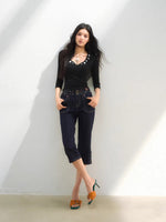 Studded Cropped Denim Pants