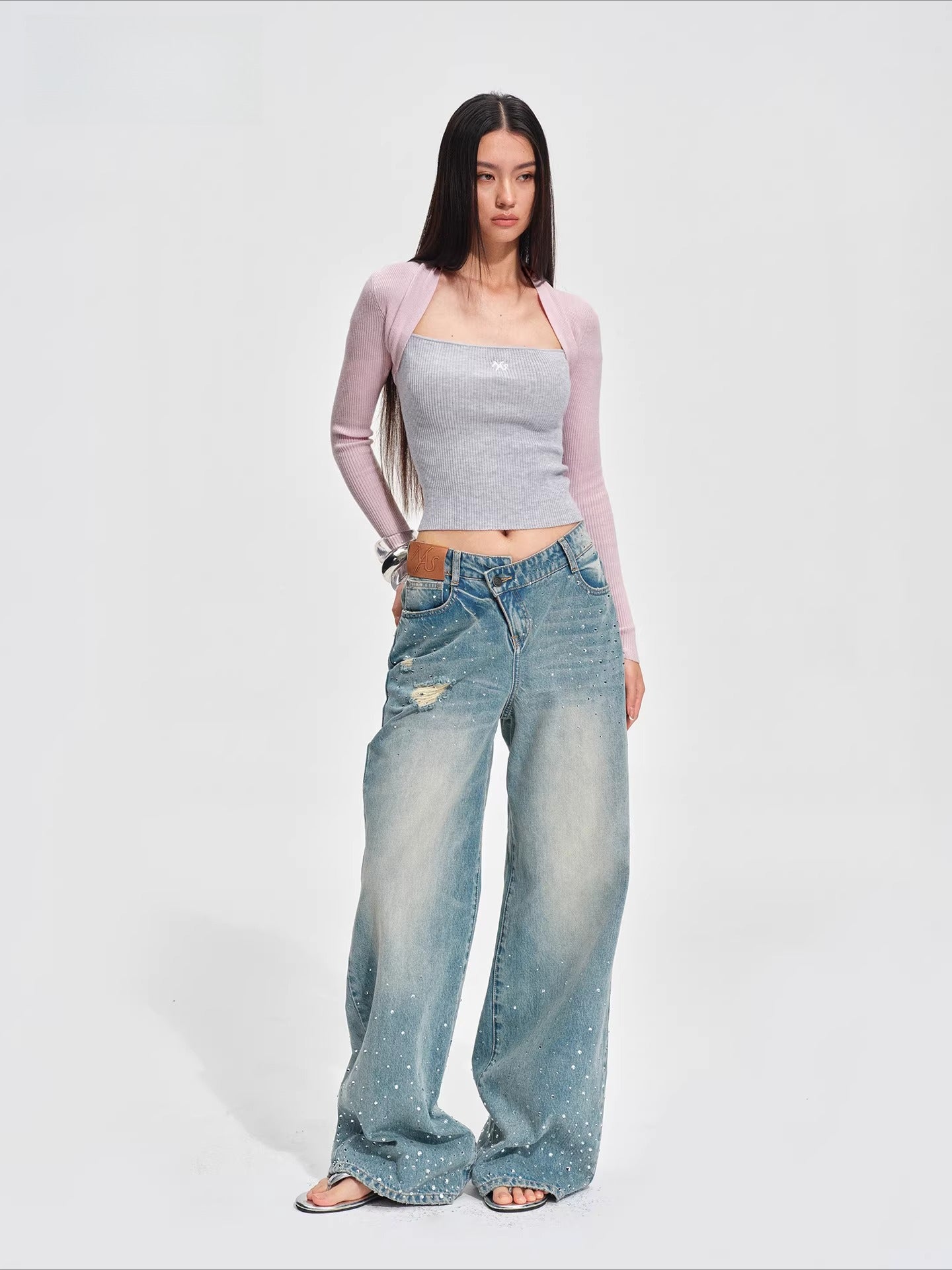 Aman Knit Colorblock Layered Sweater