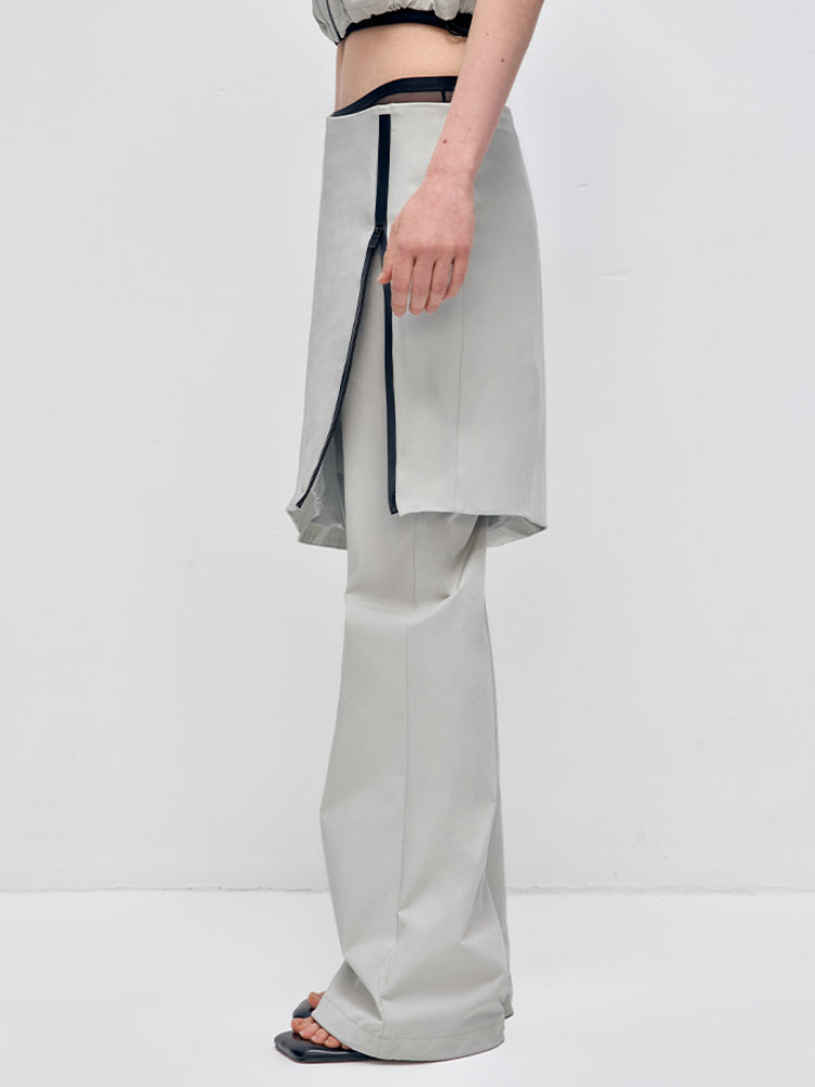 Color-block Hooded Zipper Vest &amp; Pant Set