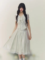 Lace Trim Blouse & Skirt Set