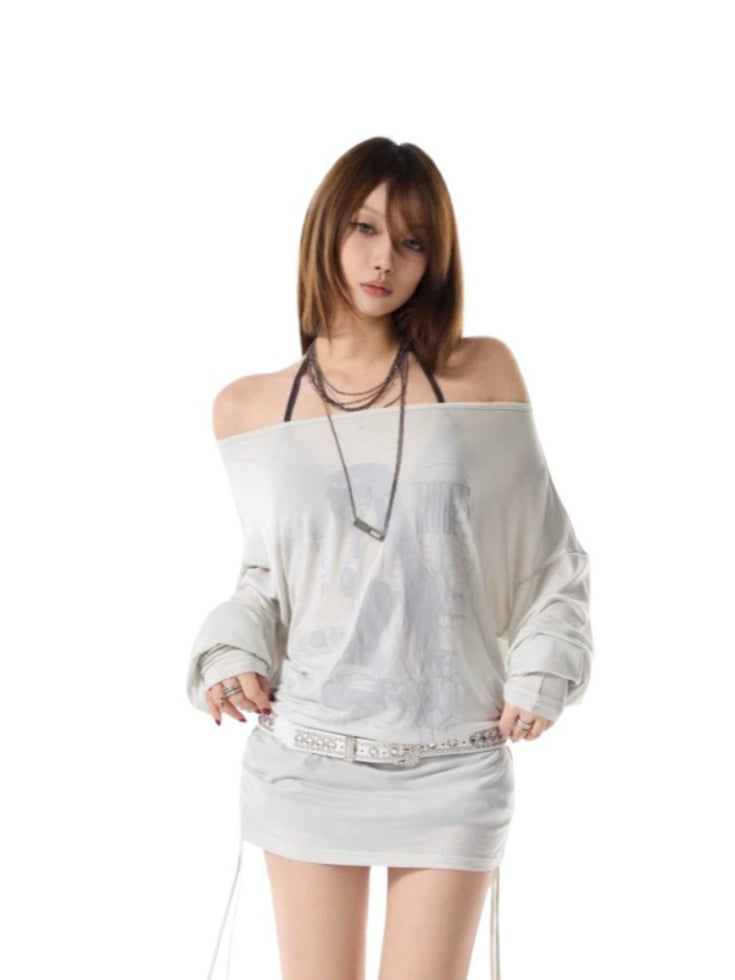 Off-Shoulder Print Tee