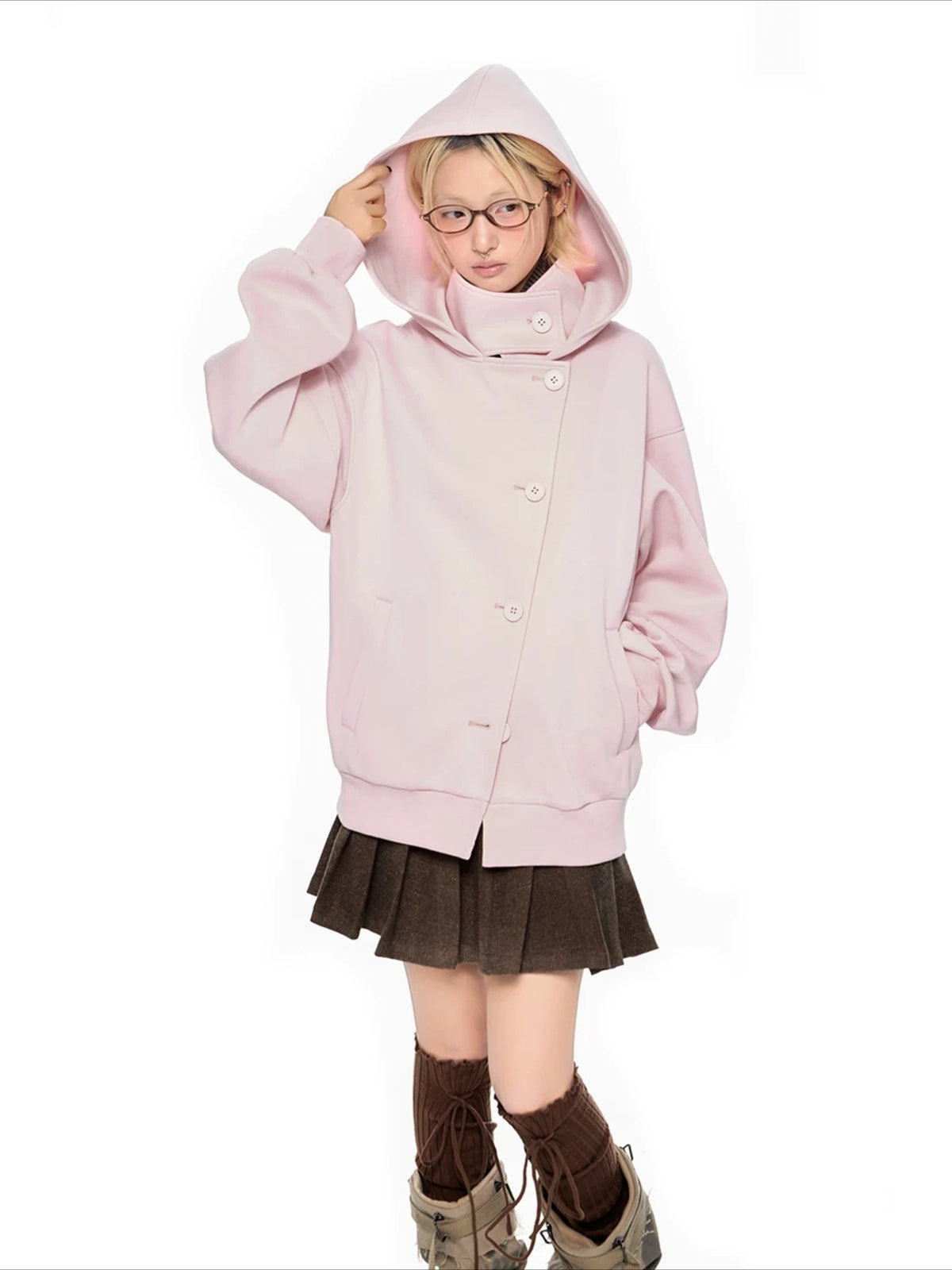 Hooded Button Jacket