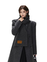 Detachable Scarf Double Breasted Wool Coat