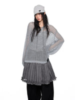 Striped Lace-Up Henley Top