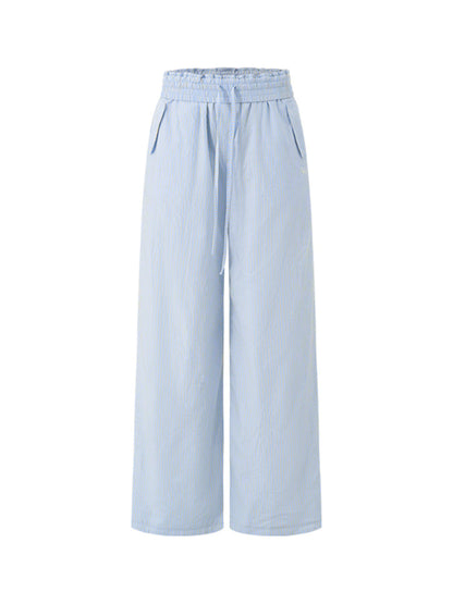 Striped Jacquard Mid - Rise Drawstring Trousers