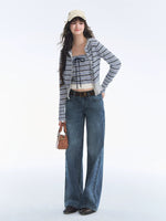 Vintage Washed Bow Embroidered Jeans