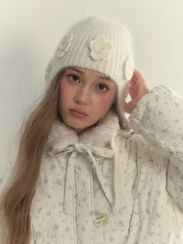 Angora Floral Beanie