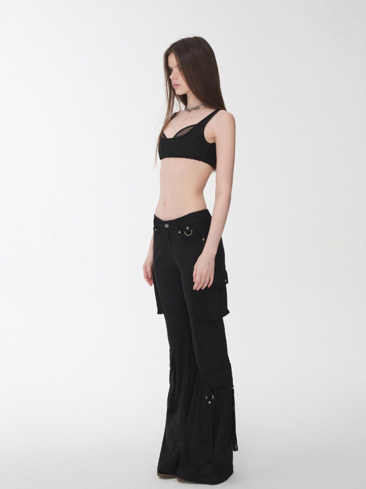 Suede Mesh Lace-Up Bralette