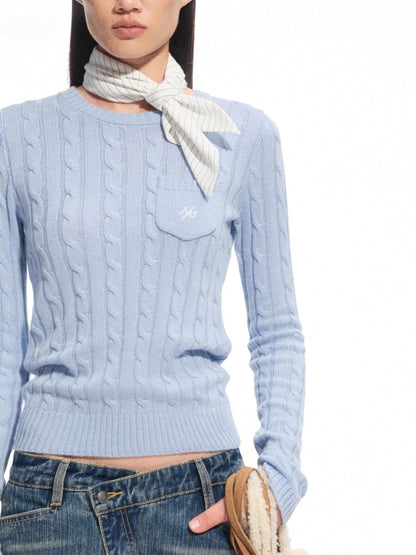 Black &amp; Blue Cable-Knit Sweater