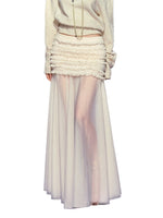 Pleated Mesh Maxi Skirt