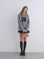 Jacquard Wool Blend Crewneck Sweater