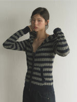 Striped Zip Cardigan