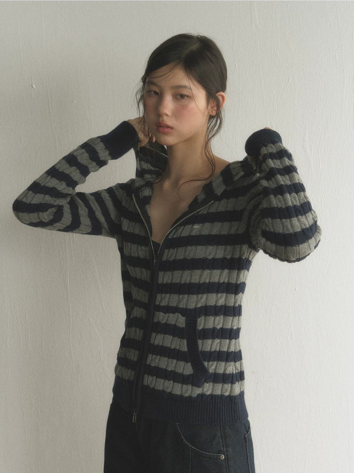 Striped Zip Cardigan