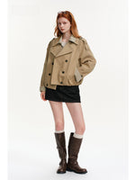 Layered Stripe Panel Trench Jacket