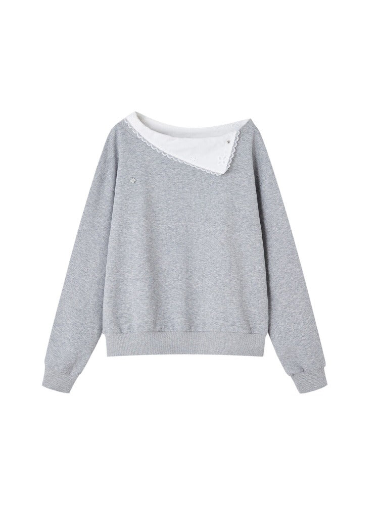 Detachable Collar Sweatshirt Set