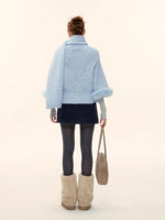 Wool-Blend Cable Knit Batwing Sweater Scarf Set