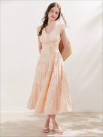 Apricot Orange Eyelet Tiered Dress