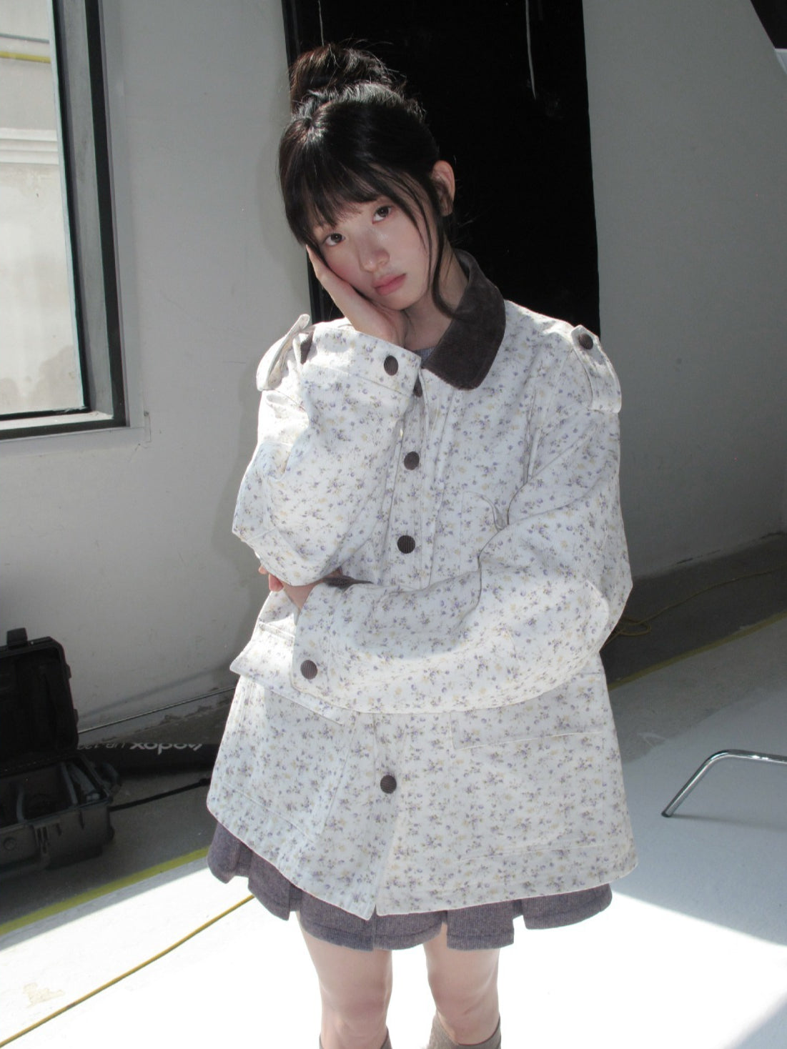 Floral Patchwork Twill Utility Coat