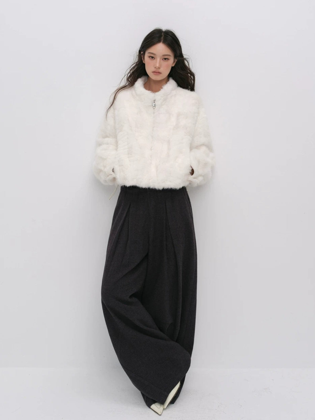 Faux Fur Stand Collar Coat