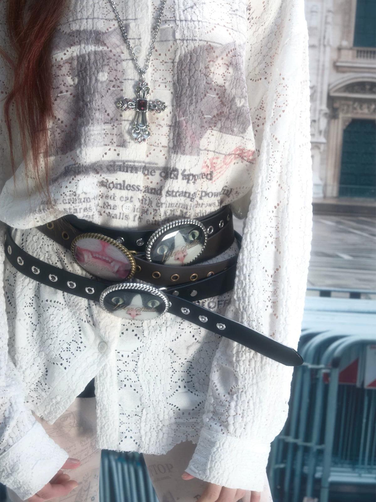 Vintage Cat Resin Buckle Belt