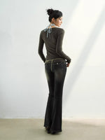 Faux Layered Mock Neck Knit Top