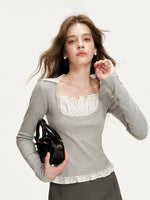 Faux-Layer Lace T-shirt
