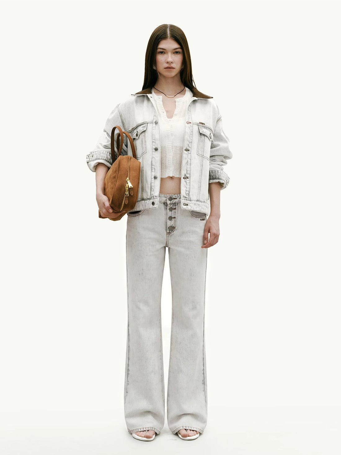 N4 Contrast Suede Straight-Leg Pants