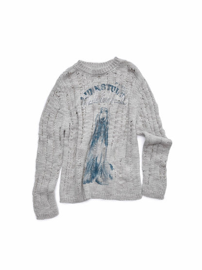Icelandic Animal Jacquard Cutout Knit Sweater