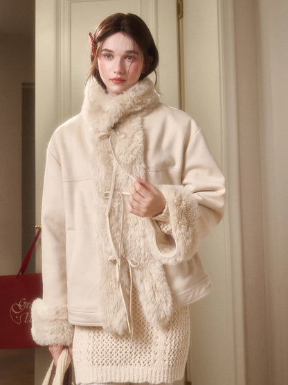 Travel Plan Shearling Fleece-Lined Stand Collar Jacket