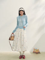 Lace Trimmed Crew Neck Knitted Cardigan Set