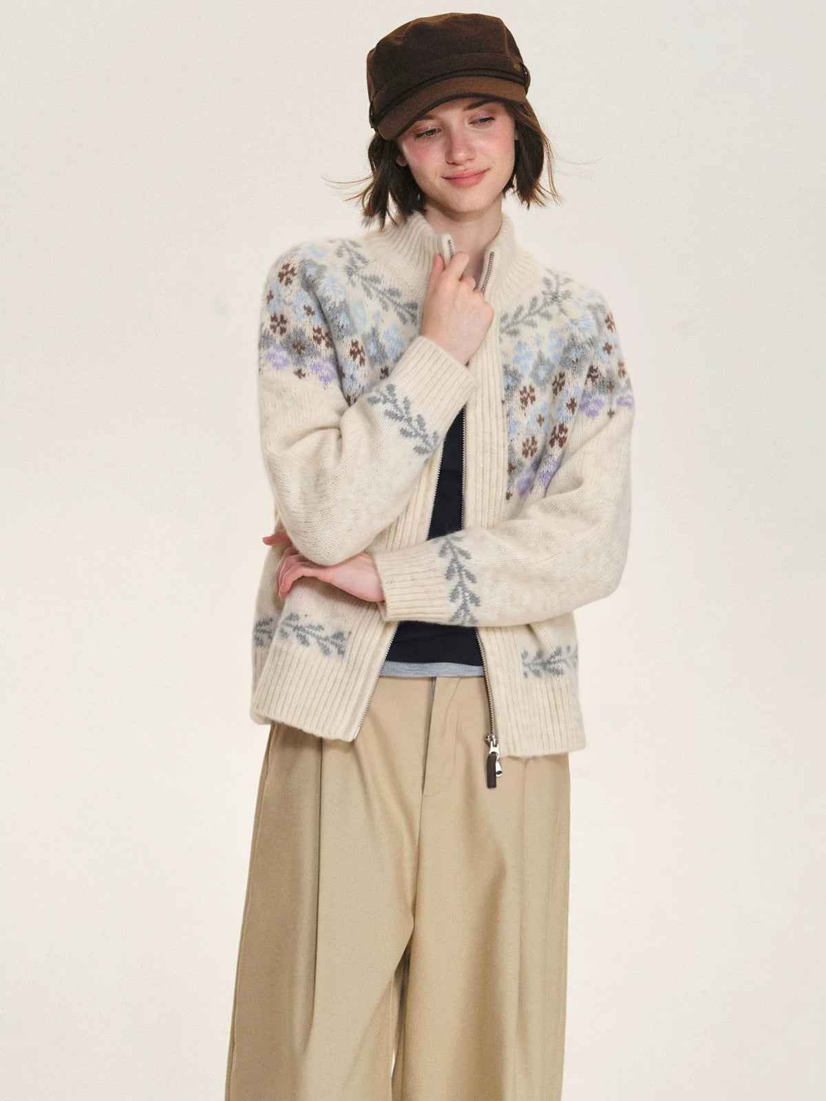 Vintage Fair Isle Zip Cardigan