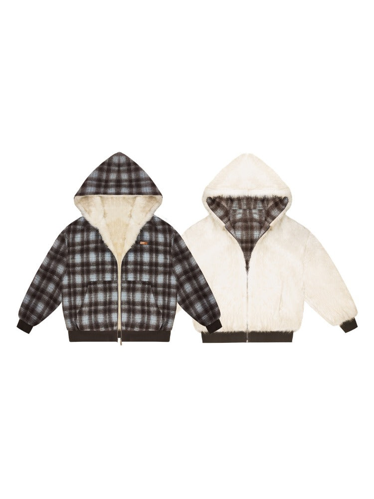 Reversible Plaid Teddy Jacket