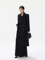 Black Tailored Wool Blend Long Coat